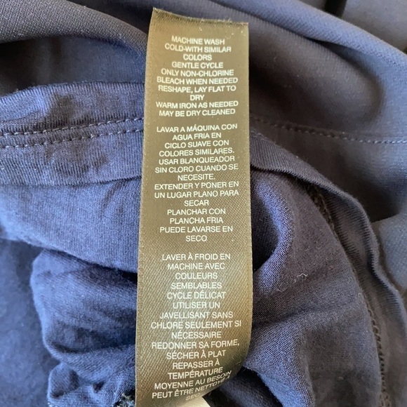 White House Black Market Navy Drape-Front Long Sleeve Blouse Size Medium - Picture 7 of 10